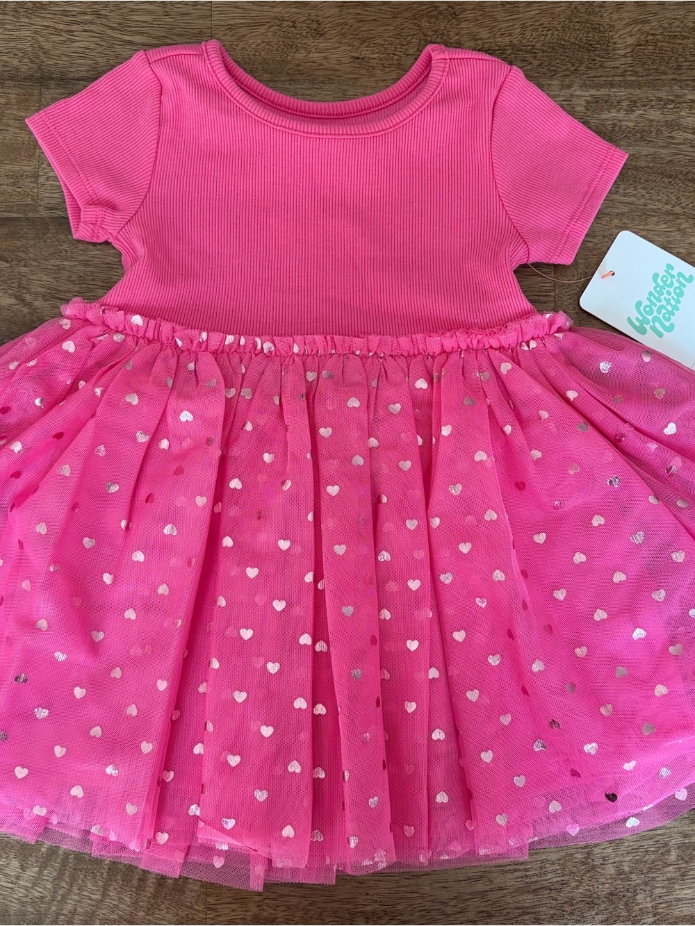 Wonder Nation Hot Pink Heart Tulle Dress